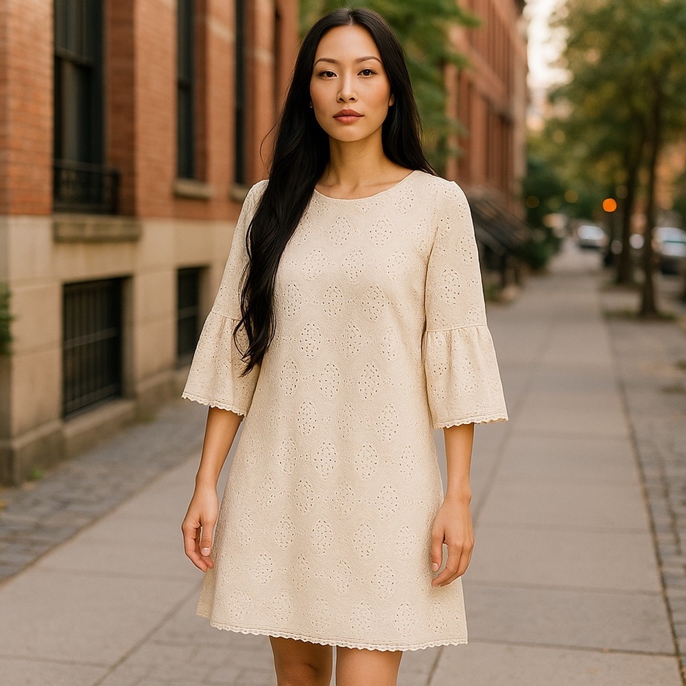 NWOT Elegant Cream Lace Dress Size 10P